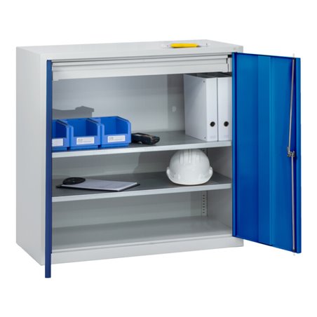 C+P Stahl-Flügeltürenschrank Serie 89, H1000xB100xT500mm, 7035/5010