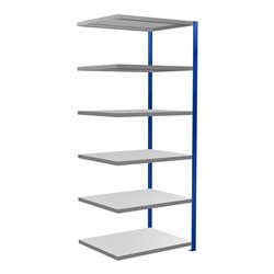 Schulte Anbauregal Steckregal MULTIplus330, 6 Fachböden, Kreuzstrebe, RAL 5010 enzianblau/verzinkt