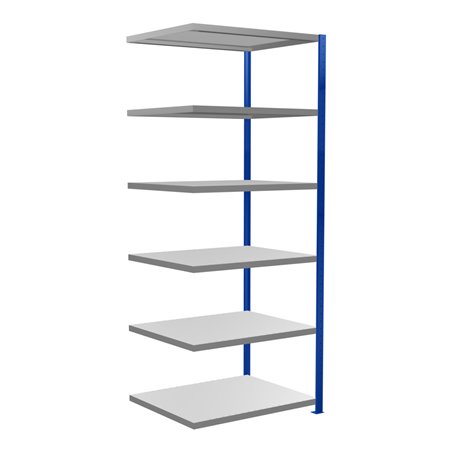 Schulte Anbauregal Steckregal MULTIplus330, 6 Fachböden, Kreuzstrebe, RAL 5010 enzianblau/verzinkt