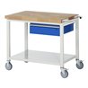 Rau fahrbare Werkbank mit Ablageboden und Schublade 880 mm 700 mm Buche-Massiv-Platte