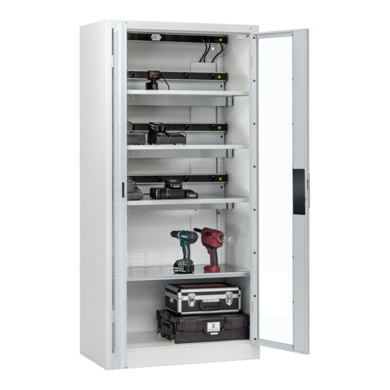 C+P Akkuladeschrank mit Lüftung Acurado, 1950x930x500mm, 7035/7035