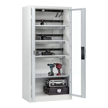 C+P Akkuladeschrank mit Lüftung Acurado, 1950x930x500mm, 7035/7035