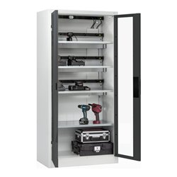 C+P Akkuladeschrank mit Lüftung Acurado, 1950x930x500mm, 7035/7016