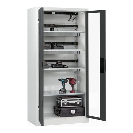 C+P Akkuladeschrank mit Lüftung Acurado, 1950x930x500mm, 7035/7016