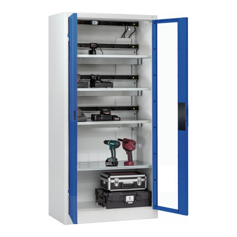 C+P Akkuladeschrank mit Lüftung Acurado, 1950x930x500mm, 7035/5010