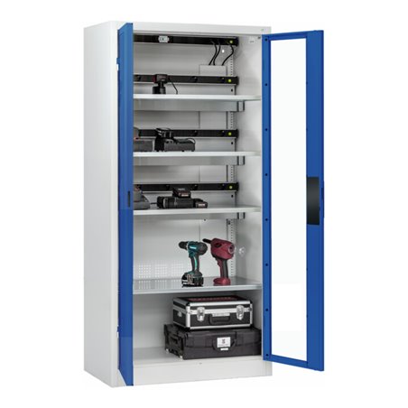 C+P Akkuladeschrank mit Lüftung Acurado, 1950x930x500mm, 7035/5010