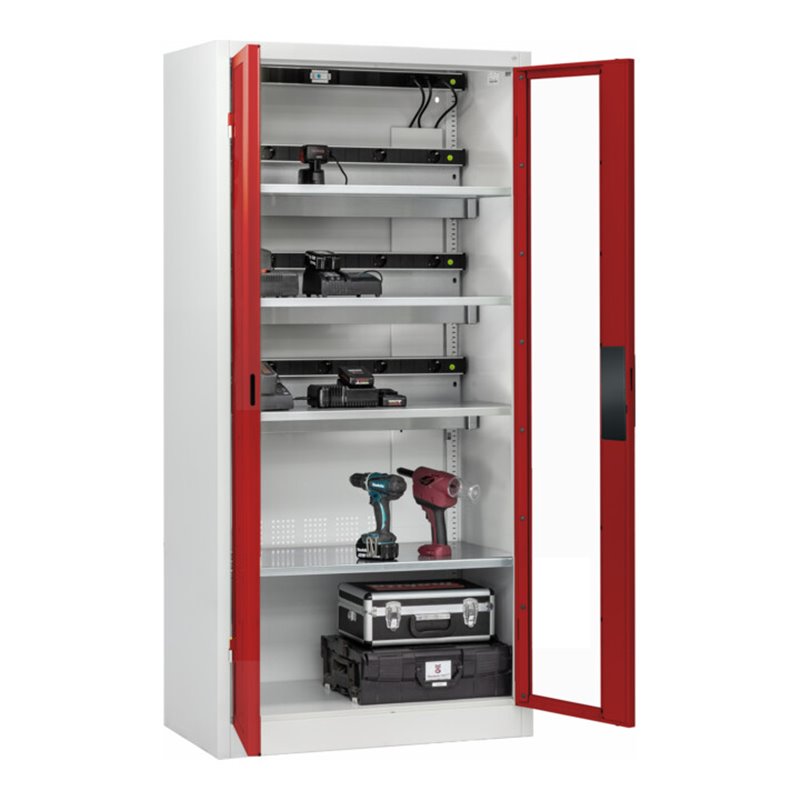 C+P Akkuladeschrank mit Lüftung Acurado, 1950x930x500mm, 7035/3003