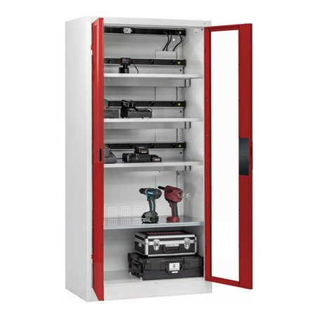 C+P Akkuladeschrank mit Lüftung Acurado, 1950x930x500mm, 7035/3003