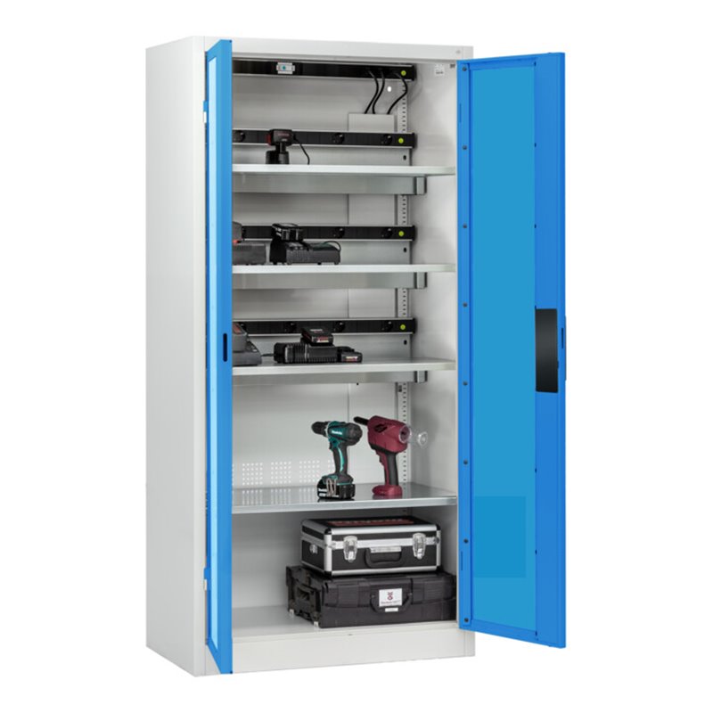 C+P Akkuladeschrank mit Lüftung Acurado, 1950x930x500mm, 7035/5012