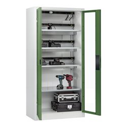 C+P Akkuladeschrank mit Lüftung Acurado, 1950x930x500mm, 7035/6011