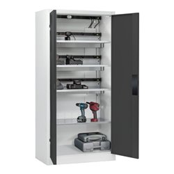 C+P Akkuladeschrank mit Lüftung Acurado, 1950x930x500mm, 7035/7016