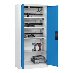 C+P Akkuladeschrank mit Lüftung Acurado, 1950x930x500mm, 7035/5012