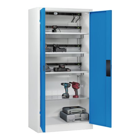 C+P Akkuladeschrank mit Lüftung Acurado, 1950x930x500mm, 7035/5012