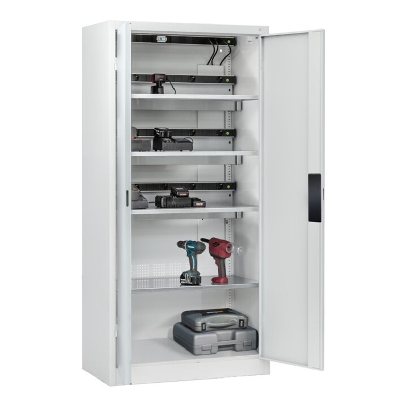 C+P Akkuladeschrank mit Lüftung Acurado, 1950x930x500mm, 7035/7035