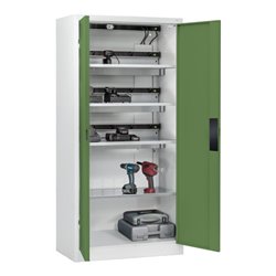 C+P Akkuladeschrank mit Lüftung Acurado, 1950x930x500mm, 7035/6011