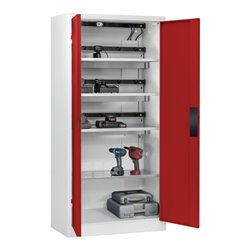 C+P Akkuladeschrank mit Lüftung Acurado, 1950x930x500mm, 7035/3003