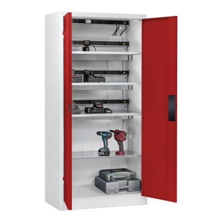 C+P Akkuladeschrank mit Lüftung Acurado, 1950x930x500mm, 7035/3003