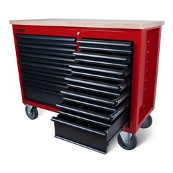 STIER Fahrbare Werkbank XXL, doppelt mit 14 Schubladen, leer