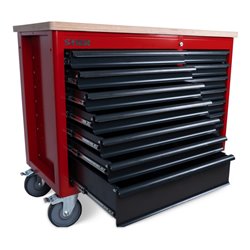 STIER Fahrbare Werkbank XXL, doppelt mit 14 Schubladen, leer