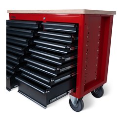 STIER Fahrbare Werkbank XXL, doppelt mit 14 Schubladen, leer