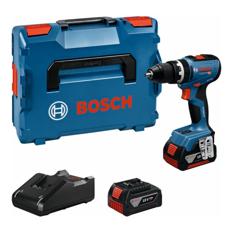 Bosch Akku-Schlagbohrschauber GSB 18V-65 mit 2 x Akku GBA 18V 5.0Ah, L-BOXX136N
