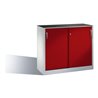 C+P Werkzeug-Beistellschrank mit Schiebetüren innen 1 Boden Front Rubinrot Korpus Lichtgrau