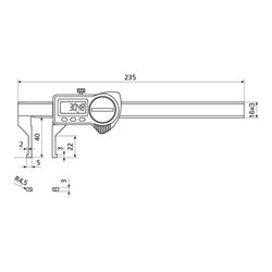 Helios-Preisser Digitaler Taschenmessschieber IP67 außen gewinkelte Messsp. 150 mm
