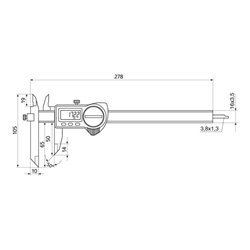 Helios-Preisser Digitaler Tiefenmessschieber IP67, 200 mm verschieb. Schienenschn