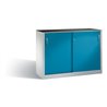 C+P Werkzeug-Beistellschrank mit Schiebetüren innen 2 x 1 Boden Front Lichtblau Korpus Lichtgrau
