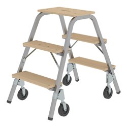 MUNK Stahl-Holz-Tritt mit Brems-Bockrollen