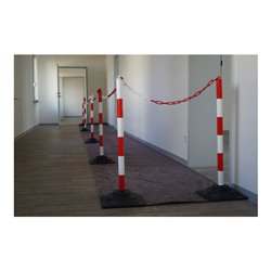TEMKA Kettenpfosten-Set EcoMax mit 10 m Absperrkette 3x rot/weiß, 3x weiß/rot, 6x