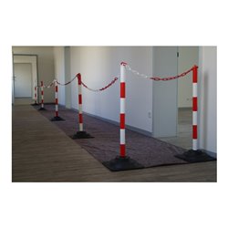 TEMKA Kettenpfosten-Set EcoMax mit 10 m Absperrkette 3x rot/weiß, 3x weiß/rot, 6x