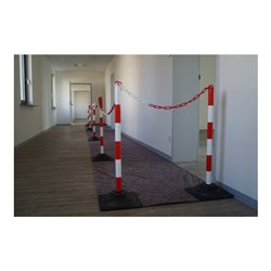 TEMKA Kettenpfosten-Set EcoMax mit 10 m Absperrkette 3x rot/weiß, 3x weiß/rot, 6x
