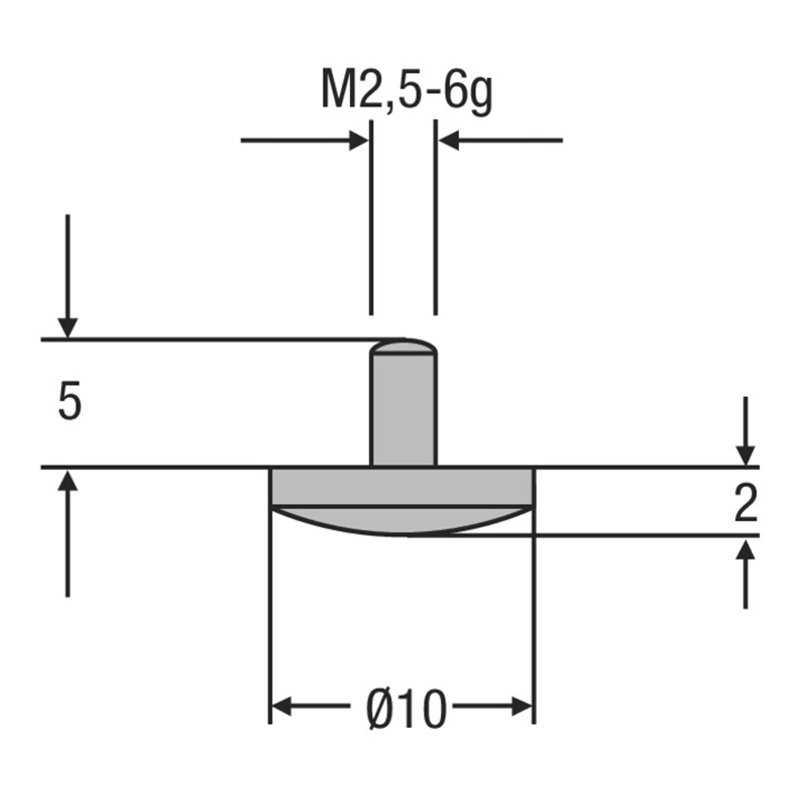 Helios-Preisser HM-Messeinsatz M2,5mm 0,0 mm ballig