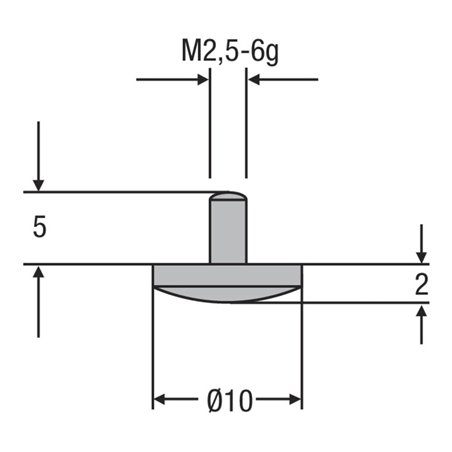 Helios-Preisser HM-Messeinsatz M2,5mm 0,0 mm ballig