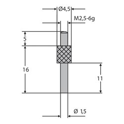 Helios-Preisser HM-Messeinsatz M2,5mm Länge 10 mm 1,5 mm