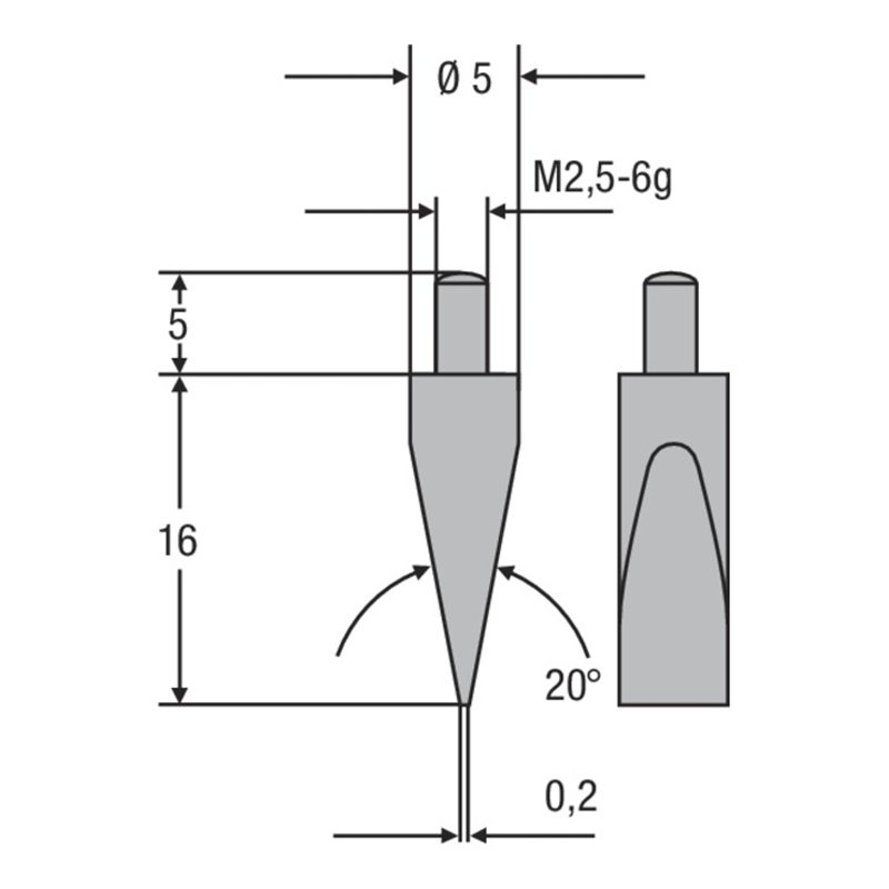 Helios-Preisser HM-Messeinsatz M2,5mm 20G Keilform Fläche 0,2mm