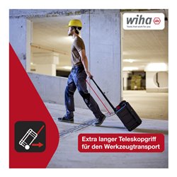 Wiha Werkzeugkoffer XL 2 Trolley electric 60-tlg., Werkzeugtrolley gefüllt für Elektriker mit Teleskophandgriff