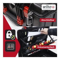 Wiha Werkzeugkoffer XL 2 Trolley electric 60-tlg., Werkzeugtrolley gefüllt für Elektriker mit Teleskophandgriff
