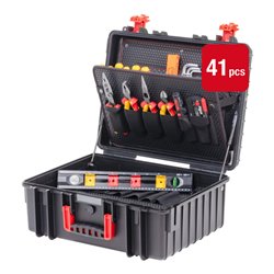 Wiha Werkzeugkoffer XL 2 electric 41-tlg., I Werkzeugkoffer gefüllt für Elektriker mit Tragegurt