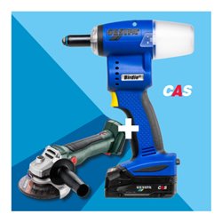 Gesipa Blindniet SET Birdie mit Schliff, Blindnietgerät und Winkelschleifer mit Akku und Ladegerät