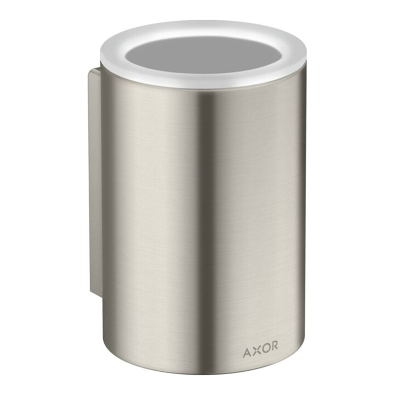 hansgrohe Zahnputzbecher Axor Universal Circular d 76x114mm, Wandmontage, Edelstahl-Optik