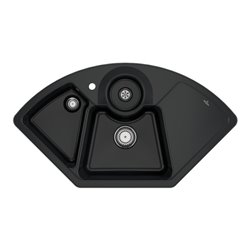 V&B Eckspüle Solo Eck m Abl.garn, Handbetätigung, pure black