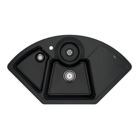 V&B Eckspüle Solo Eck m Abl.garn, Handbetätigung, pure black