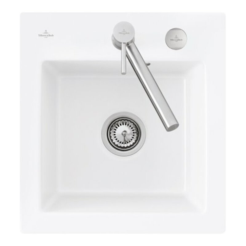 V&B bündige Spüle Subway 45 XS Flat m Abl.garn, Excenterbetätigung, weiß