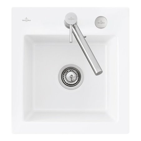 V&B bündige Spüle Subway 45 XS Flat m Abl.garn, Excenterbetätigung, weiß