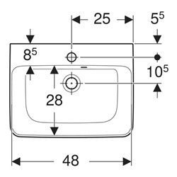 Geberit Handwaschbecken Renova Plan 50x38cm, HL mi, m asymetrischem ÜL, we.