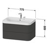 Duravit Möbelwaschtisch Happy D.2 Plus 77,5x49cm, 1 HL, graph matt, 2 Schubk.