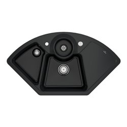 V&B Eckspüle Solo Eck m Abl.garn, Exzenter, pure black