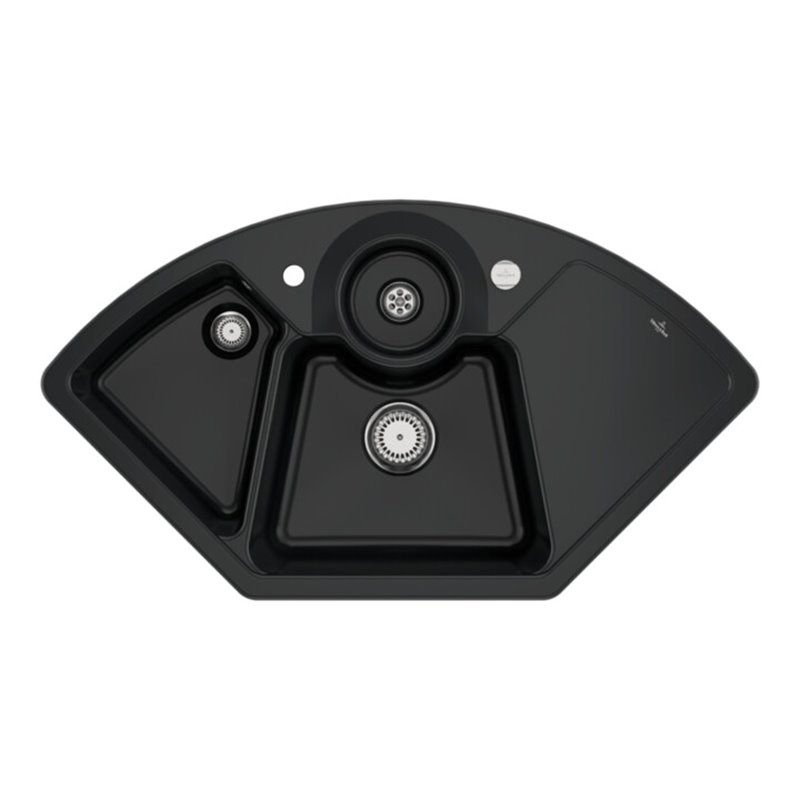 V&B Eckspüle Solo Eck m Abl.garn, Exzenter, pure black